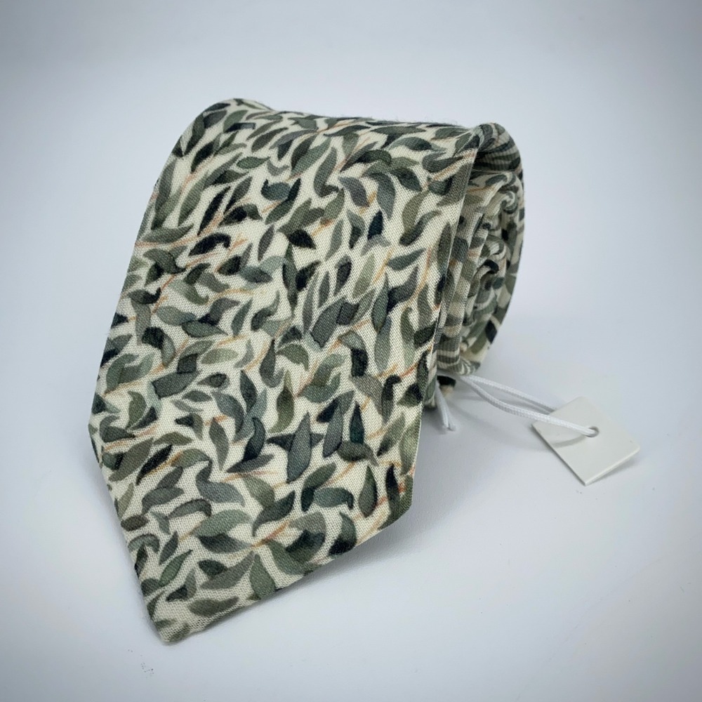 Eton Tie Mens One Size Colorful Leaf Print Wool Classic Necktie‎ Italy Made